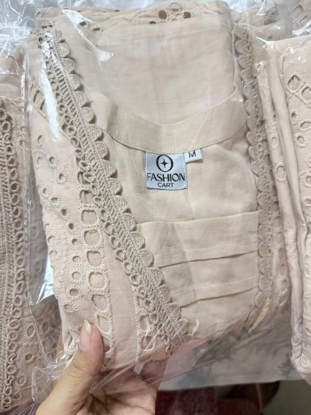 Indian Party Wear Suit – Schiffli Embroidered Cotton Salwar Kameez with Chiffon Dupatta